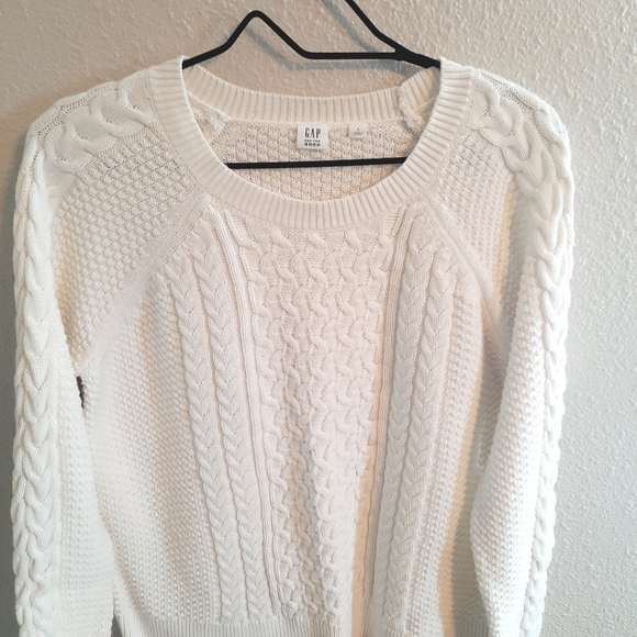 Gap | Cable Knit Cotton Crewneck Pullover Knit Sweater Cream - Picture 4 of 5